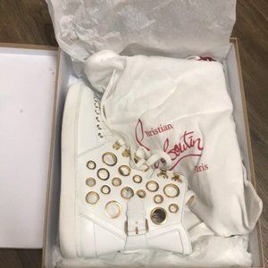 Christian Louboutin Alfibully Flat Calf White/Gold
